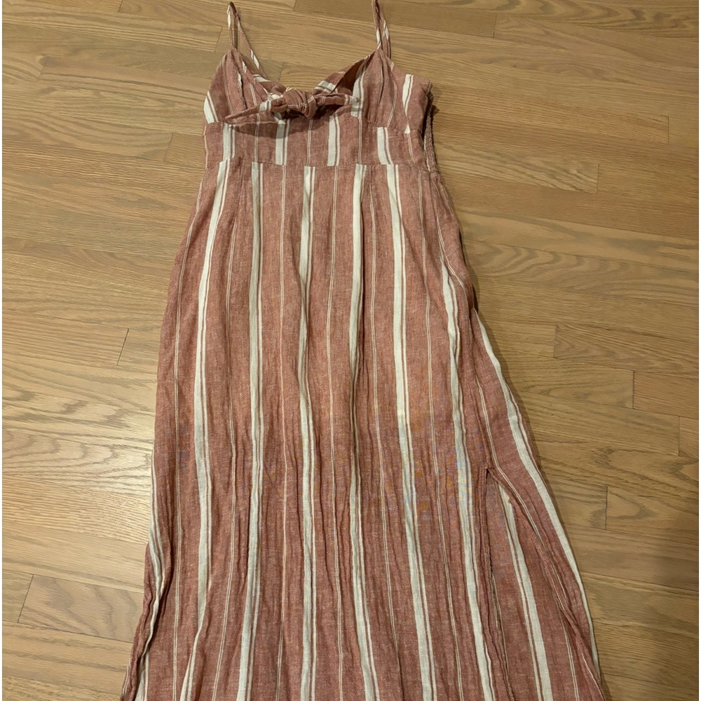 Forever 21 Lightweight Linen Striped Maxi Dress L